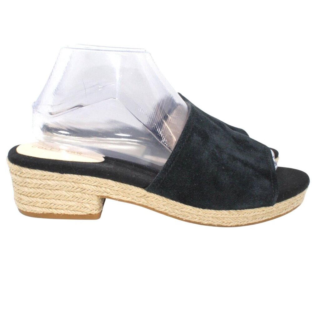 Cole Haan Sandals Womens 9.5 Giselle Espadrille Slide Black Suede Mule W10016 - Picture 4 of 12